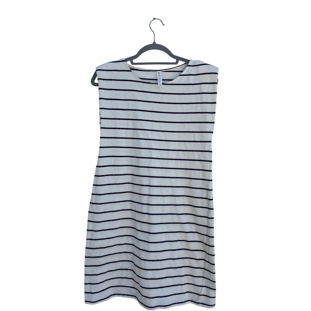 Daily Practice Anthropologie Mini Dress Black Cream Stripe Sleeveless Casual XS - Picture 2 of 6
